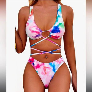 Tie dye 2 piece women swimsuit